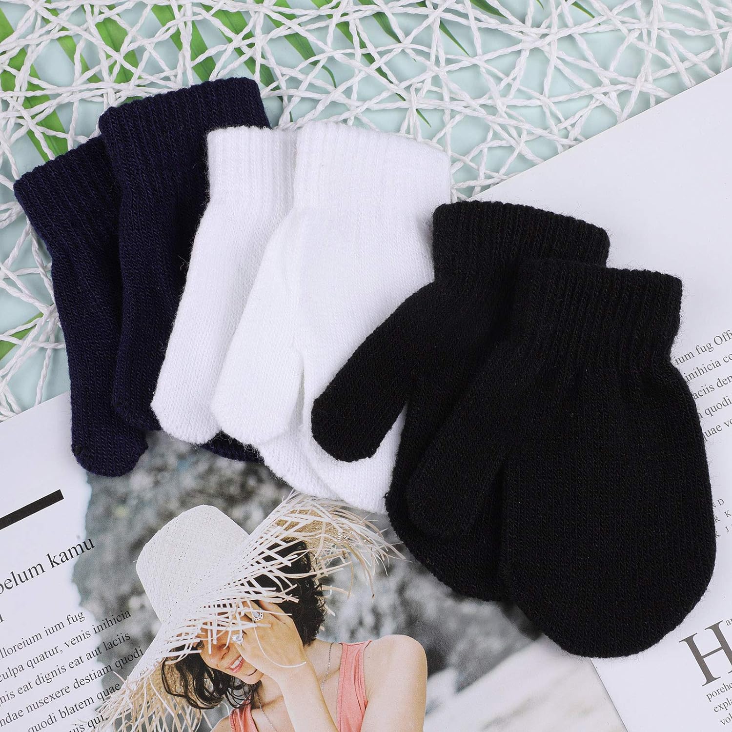 URATOT 6 Pairs Toddler Knitted Mittens Magic Stretch Gloves Winter Warm Knitted Soft Baby Mittens - Image 5